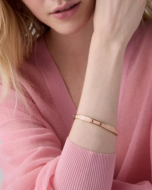 Kate Spade Spot The Spade Enamel Hinged Bangle Pink