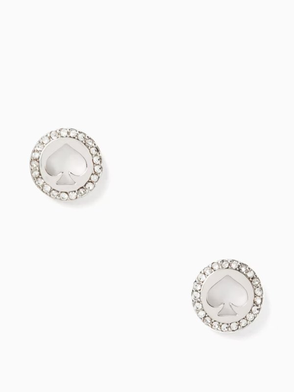 Kate Spade Spot The Spade Pave Halo Spade Studs Silver