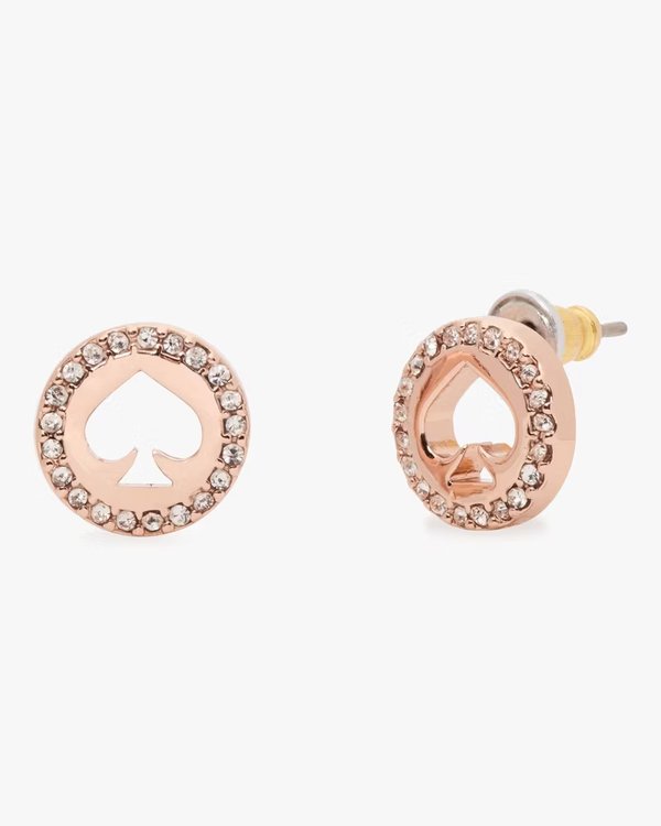 Kate Spade Spot The Spade Pave Halo Spade Studs Rose Gold