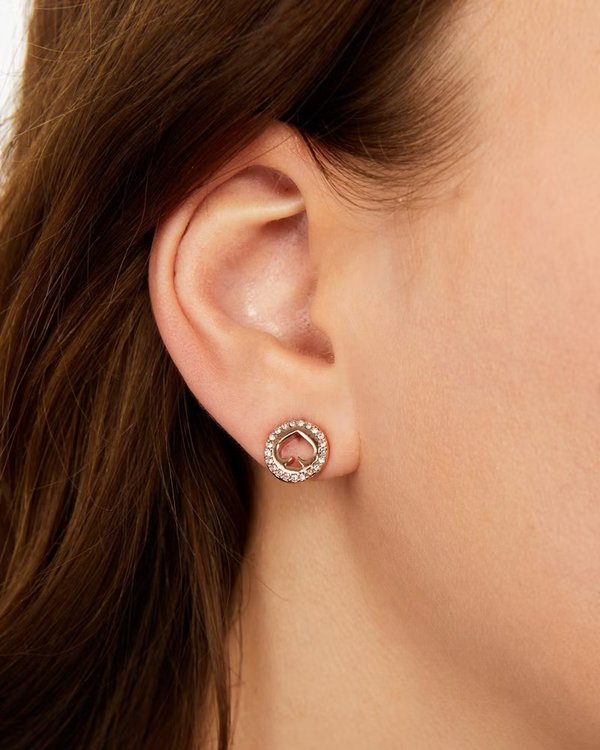 Kate Spade Spot The Spade Pave Halo Spade Studs Rose Gold