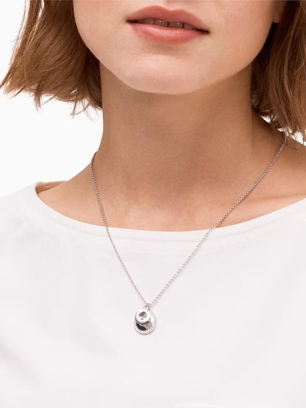 Kate Spade Spot The Spade Pave Charm Pendant Silver