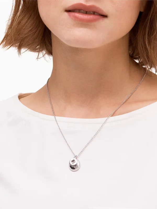 Kate Spade Spot The Spade Pave Charm Pendant Silver