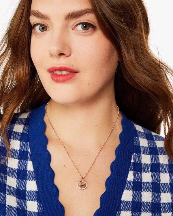 Kate Spade Spot The Spade Pave Charm Pendant Rose Gold