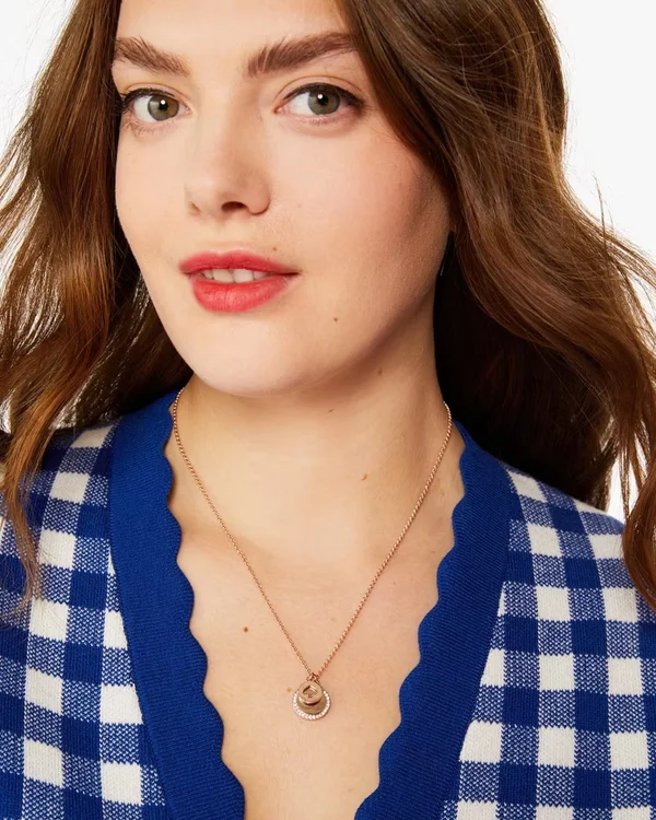 Kate Spade Spot The Spade Pave Charm Pendant Rose Gold