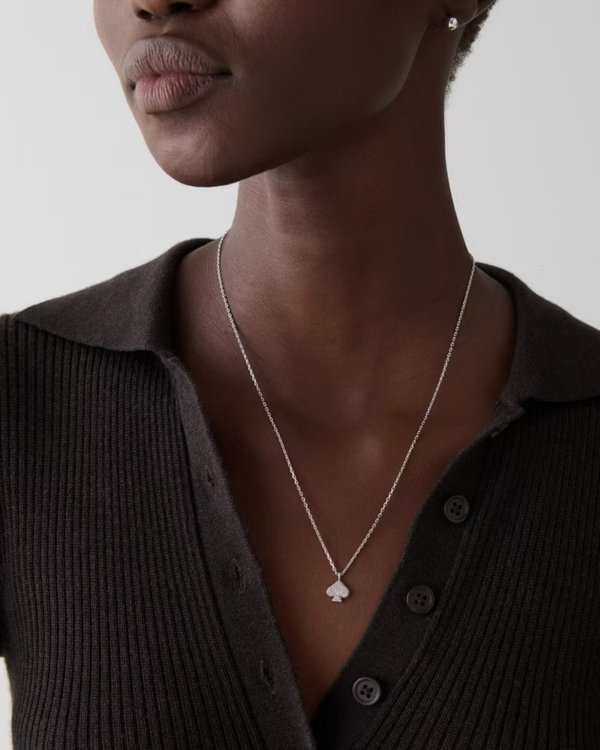 Kate Spade Everyday Spade Pave Mini Pendant Silver