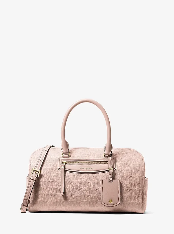 Michael Kors Travel Medium Logo Leather Duffel Bag Soft Pink
