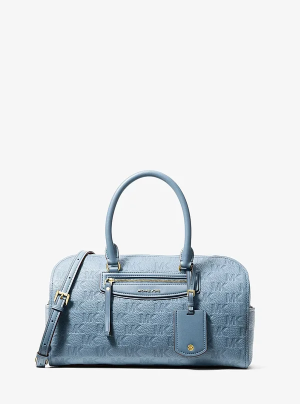Michael Kors Travel Medium Logo Leather Duffel Bag Chambray