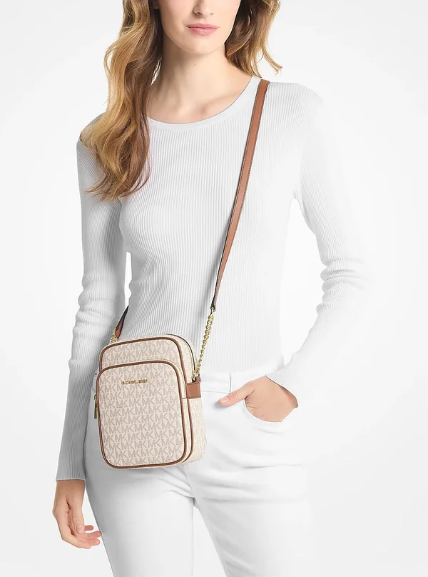 Michael Kors Travel Medium Logo Crossbody Bag Vanilla