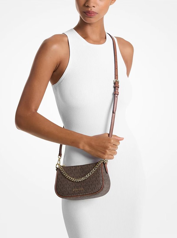Michael Kors Small Logo Convertible Crossbody Bag Brown