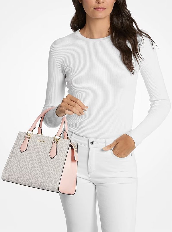Michael Kors Medium Logo Convertible Satchel PWD BLUSH