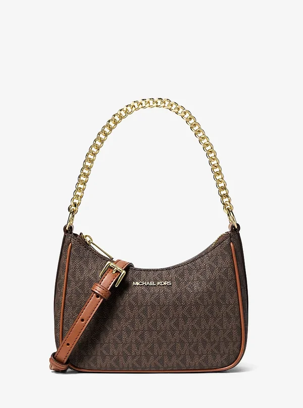 Michael Kors Jet Set Logo Convertible Crossbody Bag Brown