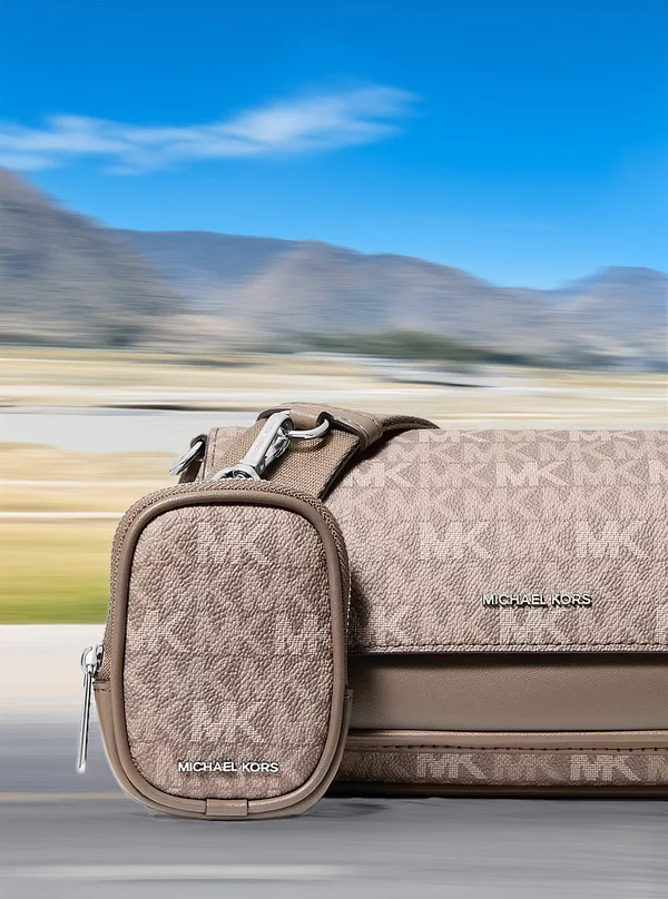 Michael Kors Travel Small Logo Crossbody Bag With Pouch Mushroom