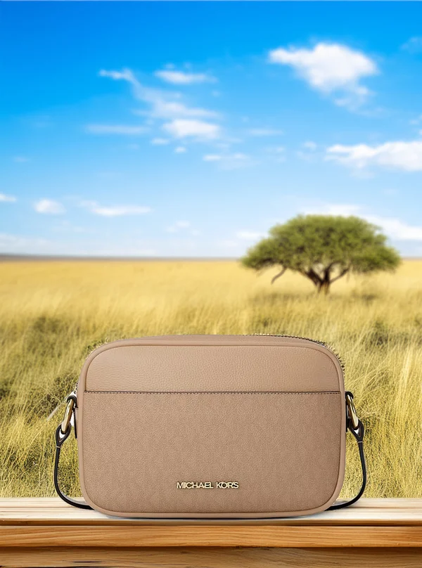 Michael Kors Small Logo Camera Crossbody Bag Camel