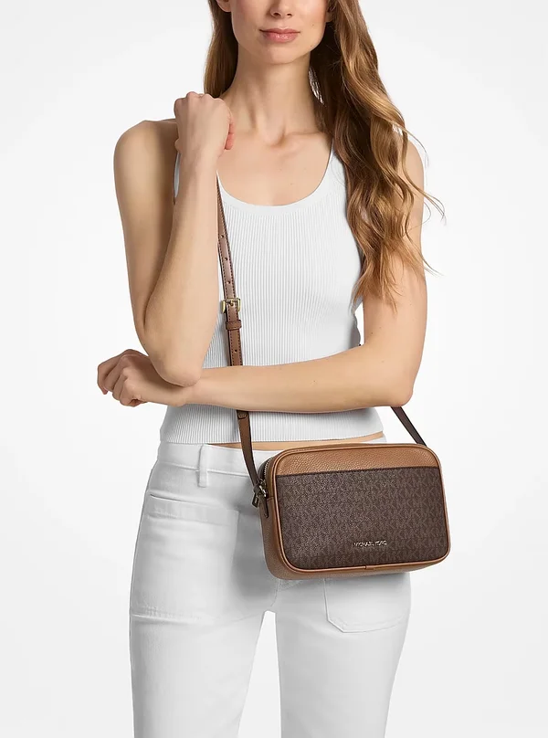 Michael Kors Large logo Camera Crossbody Bag Brown