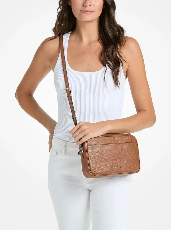 Michael Kors Large Leather Camera Crossbody Bag Luggage