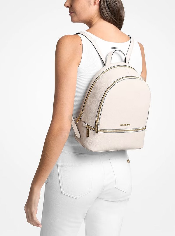 Michael Kors Medium Pebbled Leather Backpack Light Cream