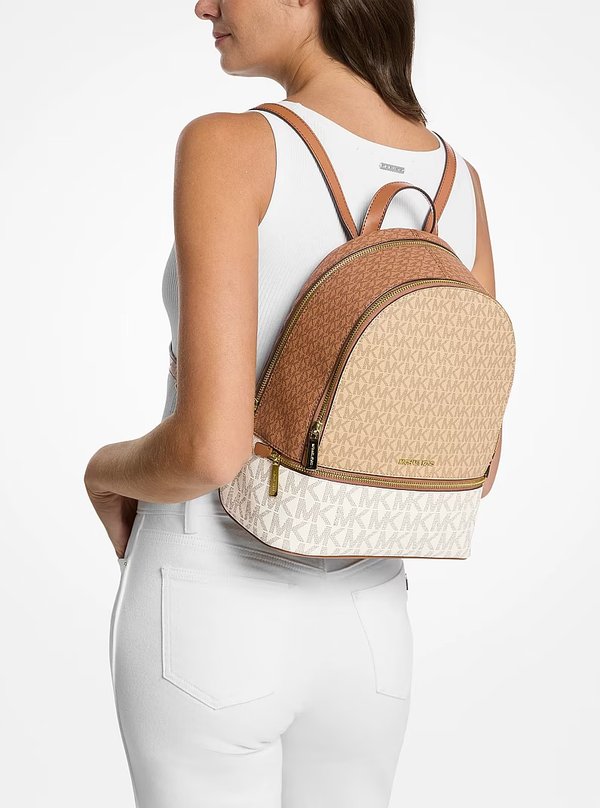 Michael Kors Medium Colour Block Logo Backpack Camel