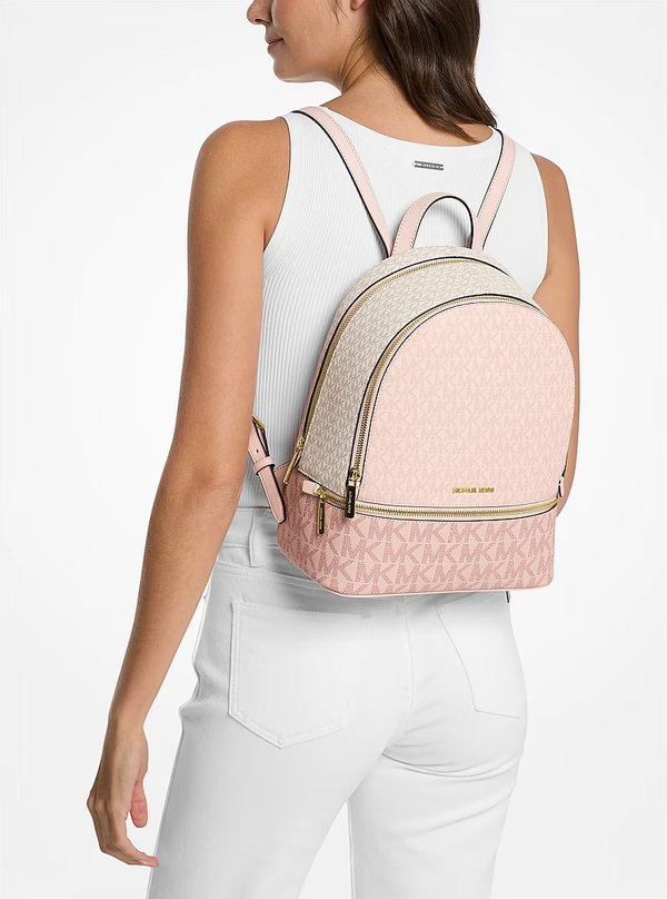 Michael Kors Medium Colour Block Logo Backpack PWD BLUSH