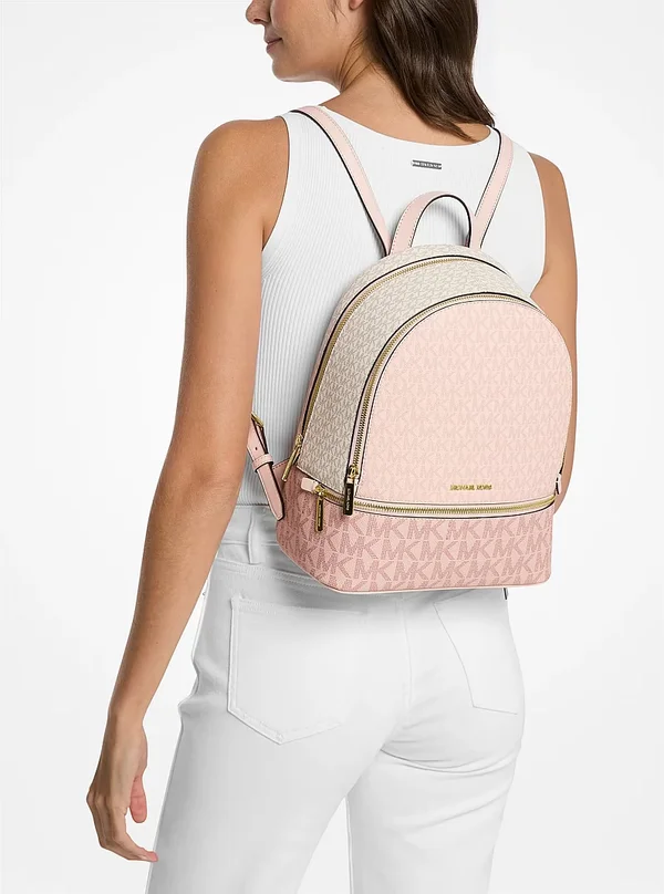 Michael Kors Medium Colour Block Logo Backpack PWD BLUSH