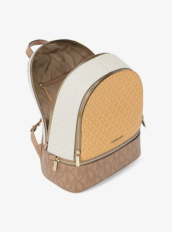 Michael Kors Medium Colour Block Logo Backpack Honeywheat