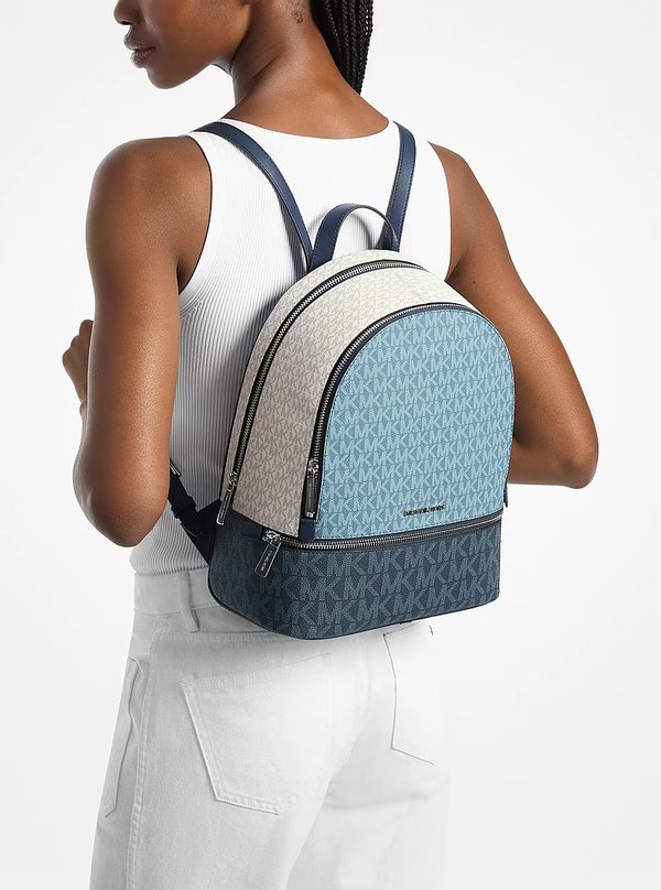 Michael Kors Medium Colour Block Logo Backpack Denim
