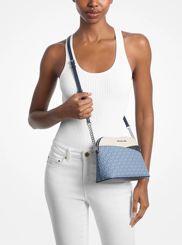 Michael Kors Medium Colour Block Logo Crossbody Bag Denim