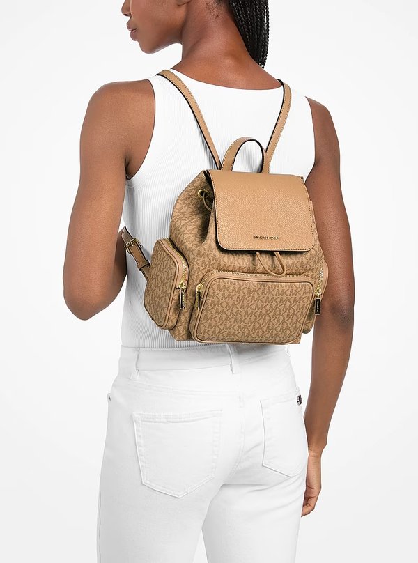 Michael Kors Small Logo Cargo Backpack Camel