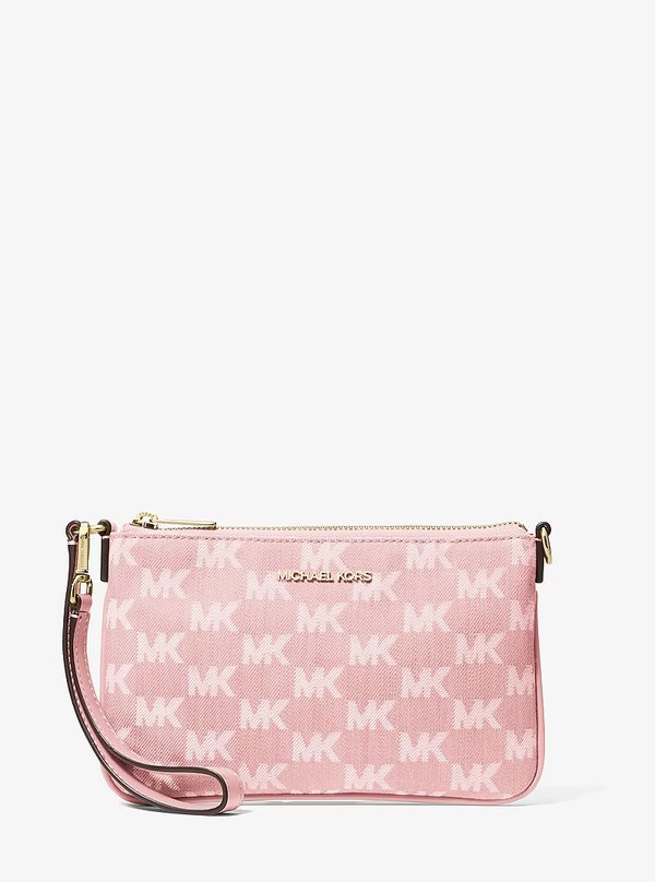 Michael Kors Small Logo Jacquard Denim Wristlet PWD BLUSH