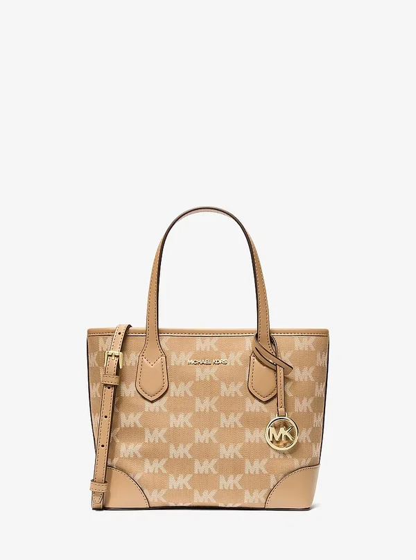 Michael Kors XS Logo Jacquard Convertible Tote Bag Camel