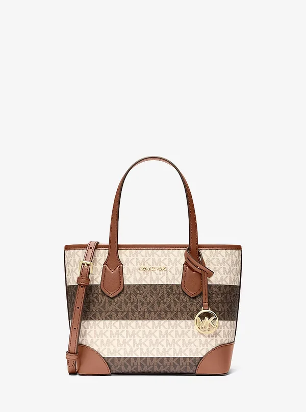 Michael Kors XS Striped Logo Convertible Tote Bag Luggage