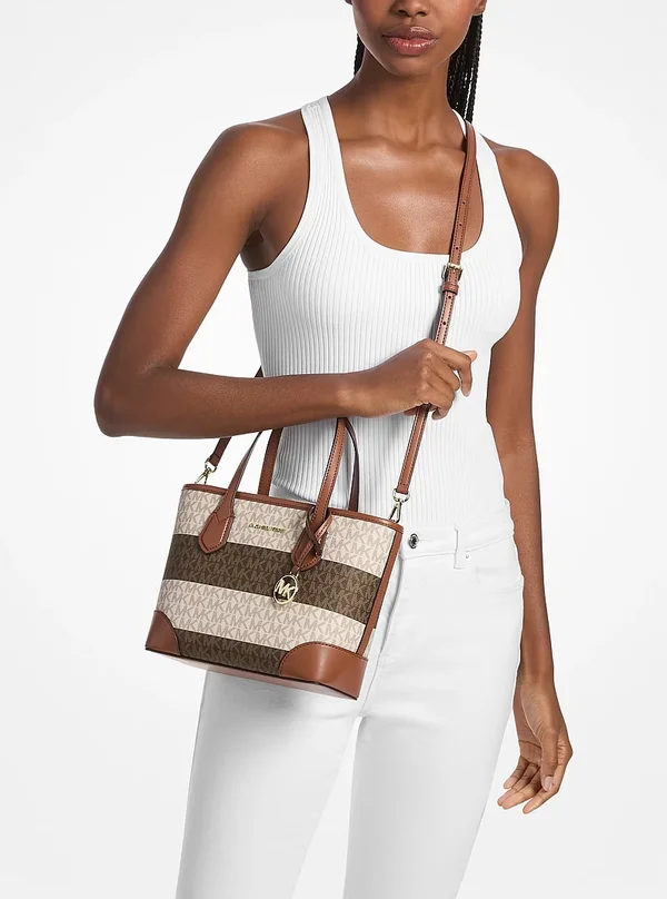 Michael Kors XS Striped Logo Convertible Tote Bag Luggage