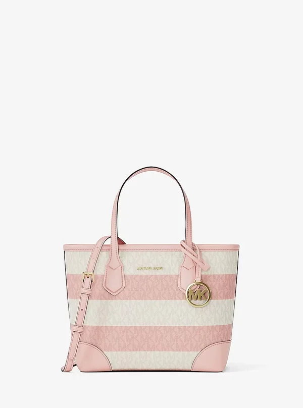 Michael Kors XS Striped Logo Convertible Tote Bag PWD BLUSH