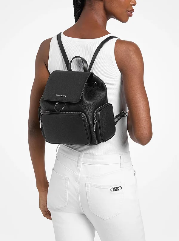 Michael Kors Small Pebbled Cargo Backpack Black