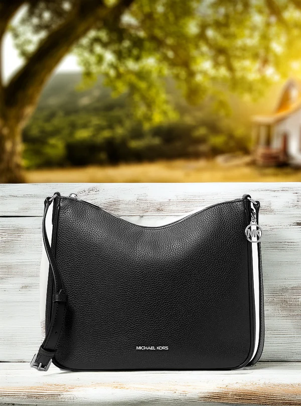 Michael Kors Medium Leather Messenger Bag Black