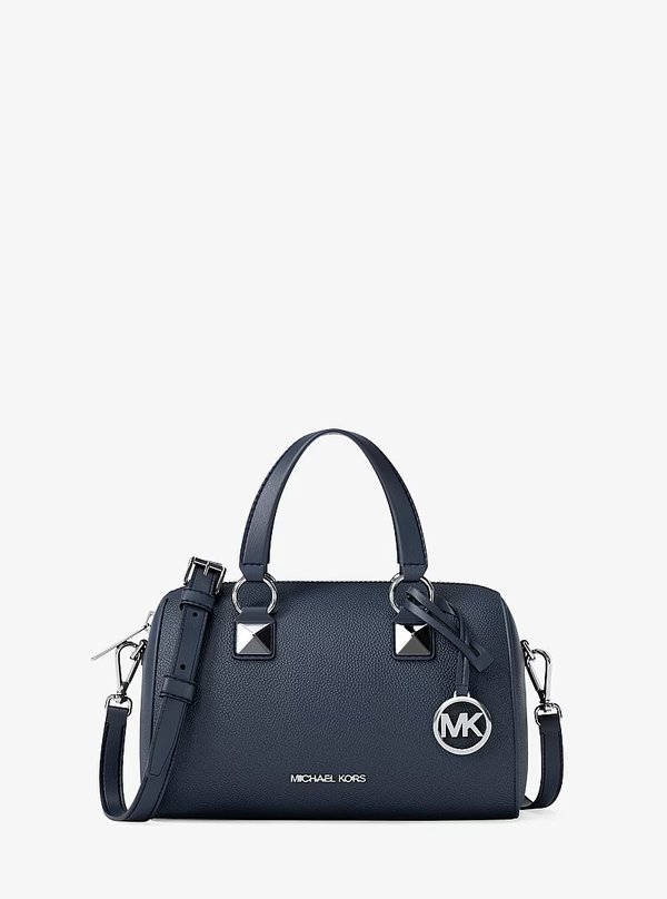 Michael Kors Small Pebbled Leather Duffel Crossbody Bag Navy Blue
