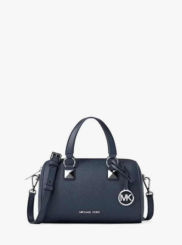 Michael Kors Small Pebbled Leather Duffel Crossbody Bag Navy Blue