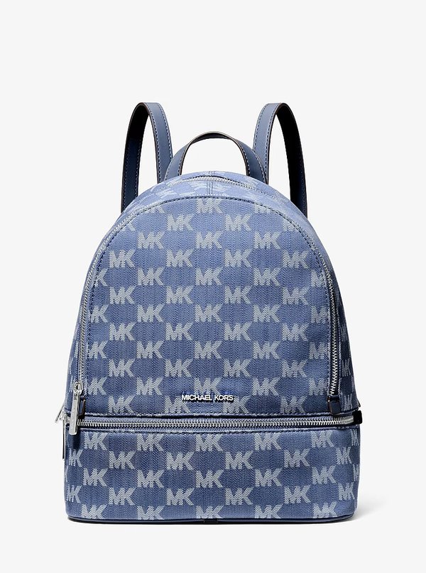 Michael Kors Medium Logo Jacquard Denim Backpack Denim