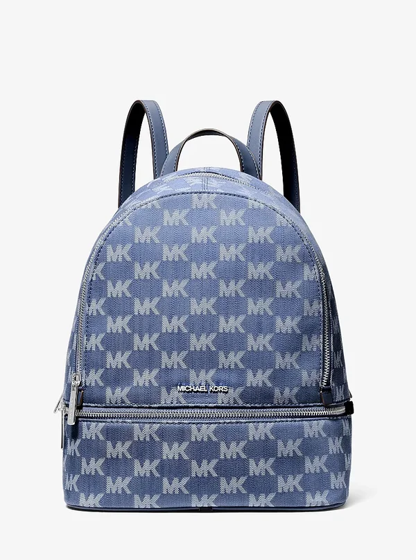 Michael Kors Medium Logo Jacquard Denim Backpack Denim
