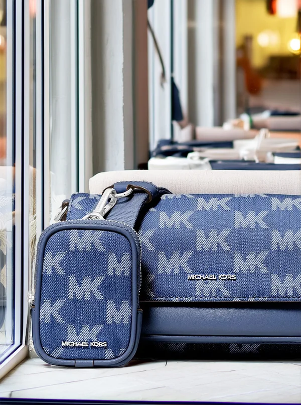 Michael Kors Travel Small Jacquard Denim Crossbody Bag With Pouch