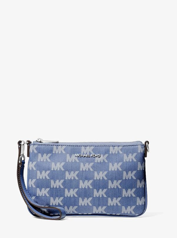 Michael Kors Small Logo Jacquard Denim Wristlet Denim