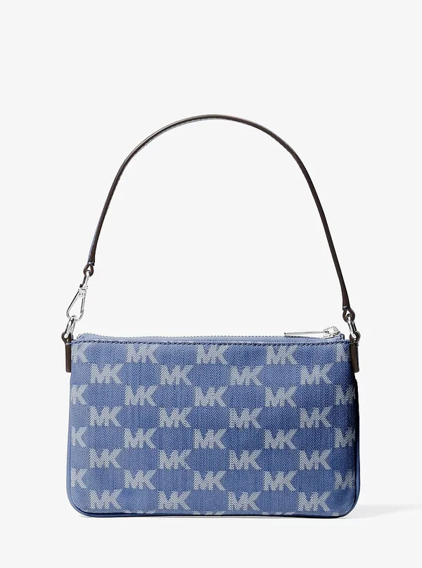 Michael Kors Small Logo Jacquard Denim Wristlet Denim