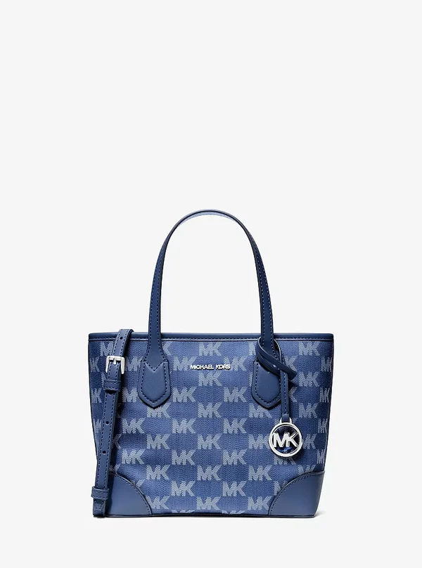 Michael Kors XS Logo Jacquard Convertible Tote Bag Denim