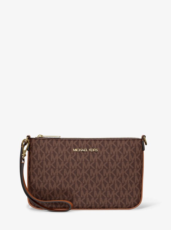 Michael Kors Small Logo Convertible Wristlet Brown
