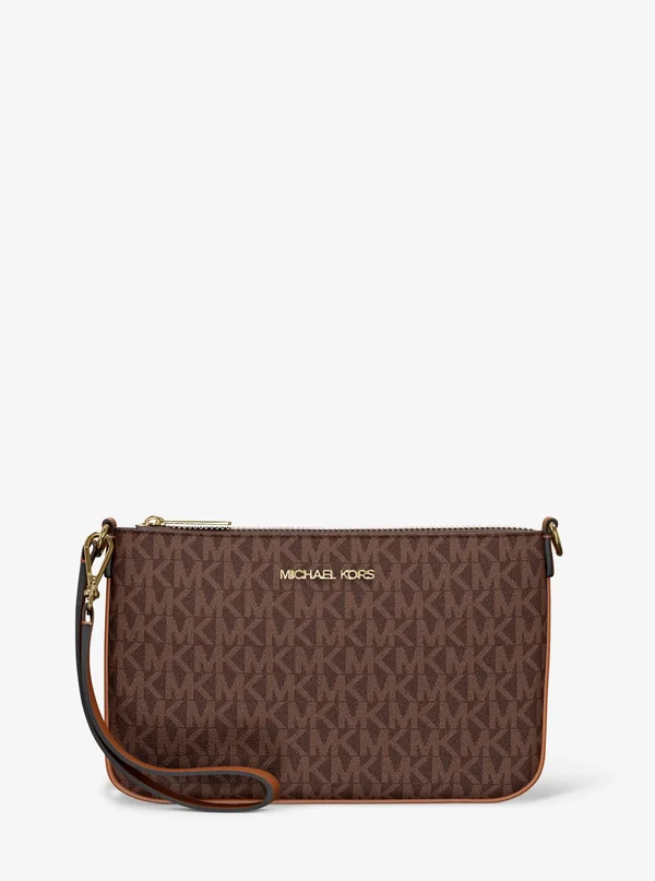 Michael Kors Small Logo Convertible Wristlet Brown