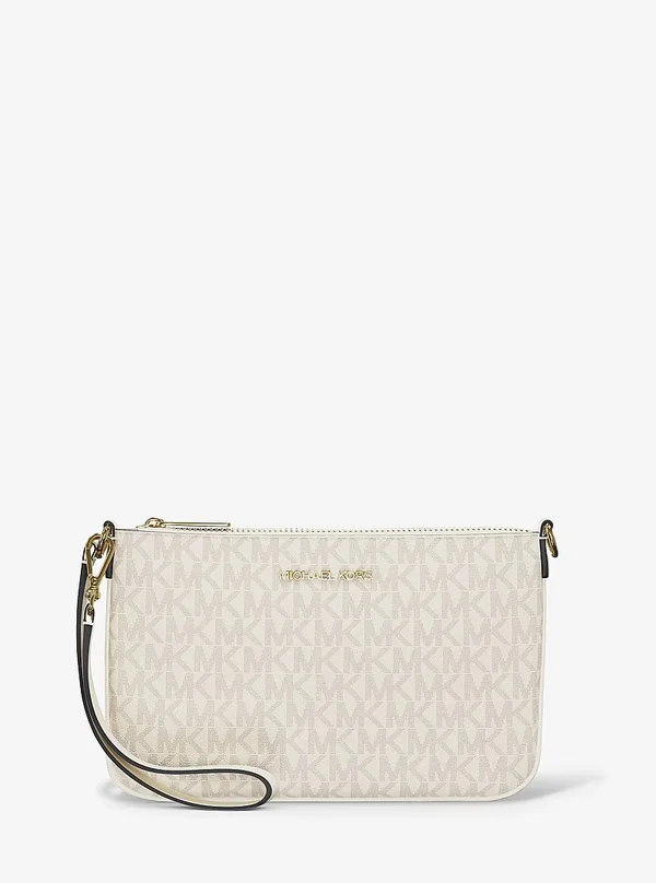 Michael Kors Small Logo Convertible Wristlet Light Cream