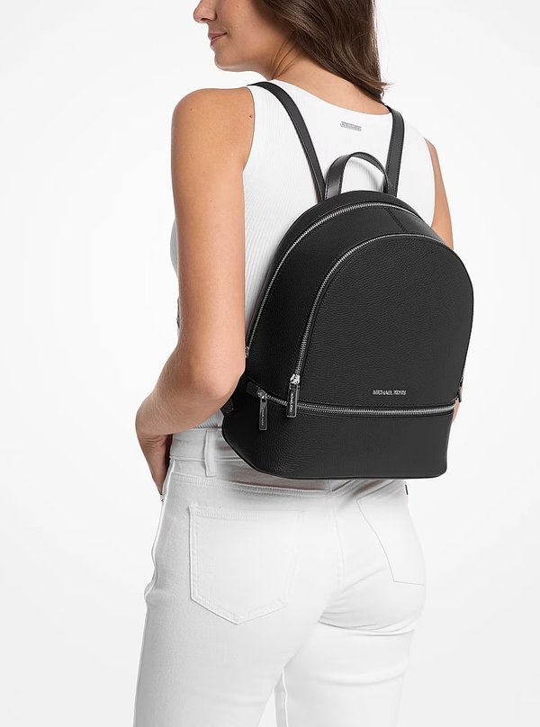 Michael Kors Medium Pebbled Leather Backpack Black
