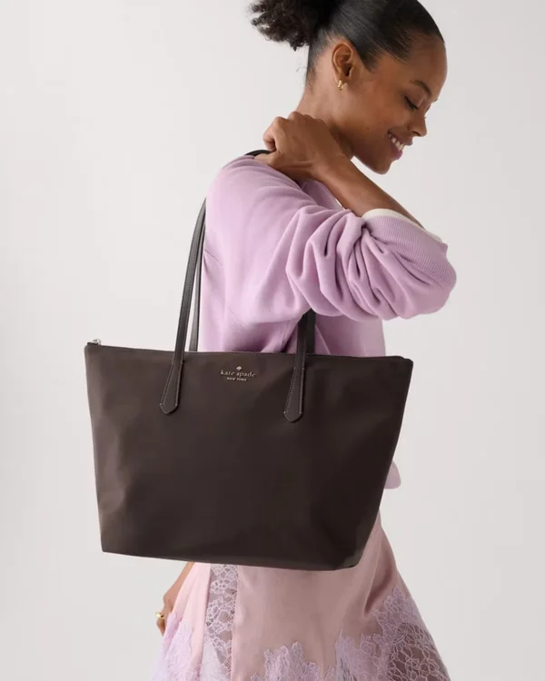 Kate Spade Kitt Ksnyl Tote Bag Hot Fudge