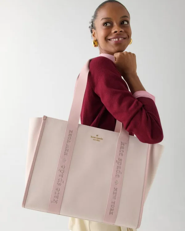Kate Spade Kip Canvas Large Tote Rose Smoke