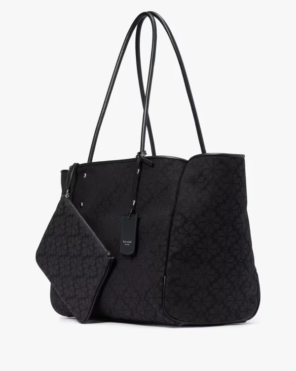 Kate Spade Flower Jacquard Large Everything Tote Black