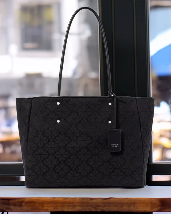 Kate Spade Flower Jacquard Large Everything Tote Black